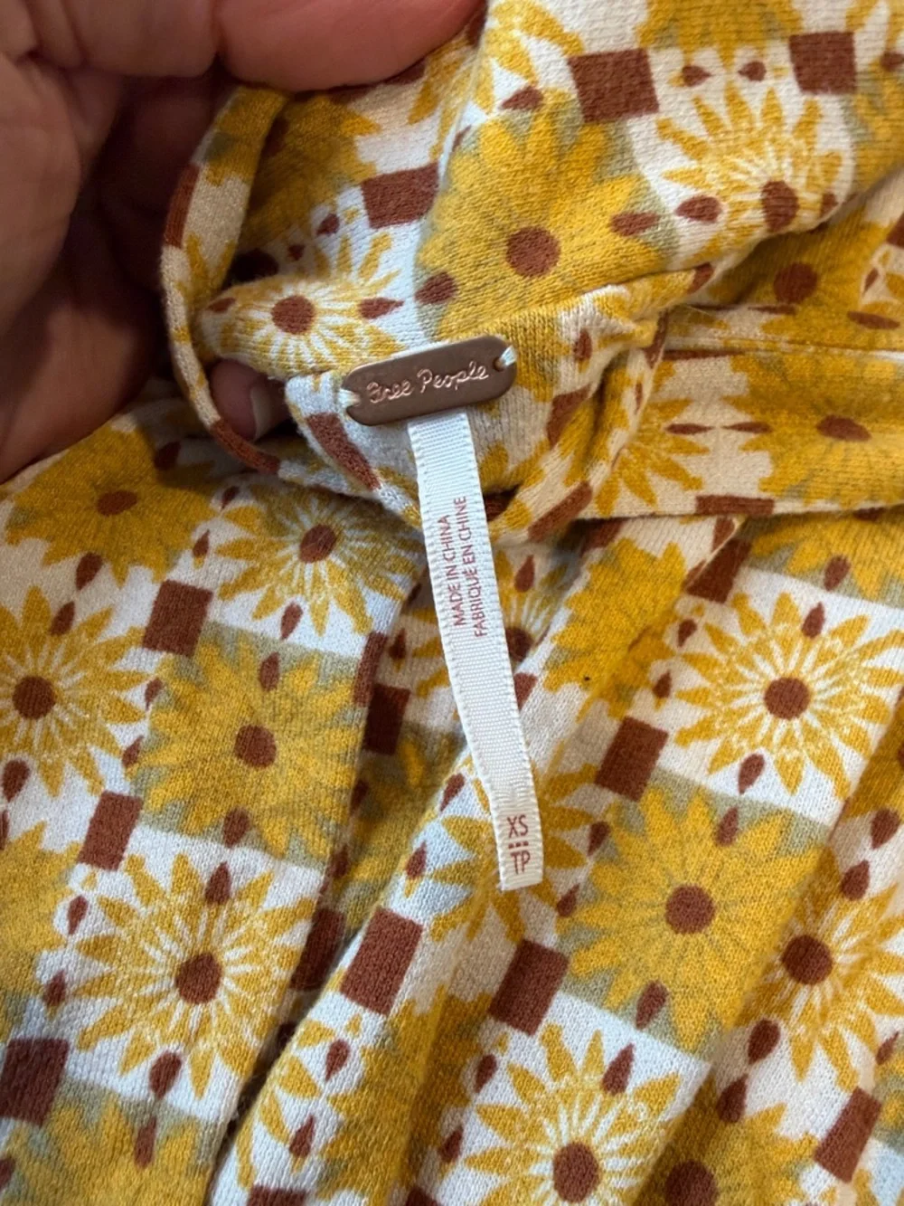 Free People Mustard Floral Check Women’s Belted Jumpsuit - Picture 3 of 4